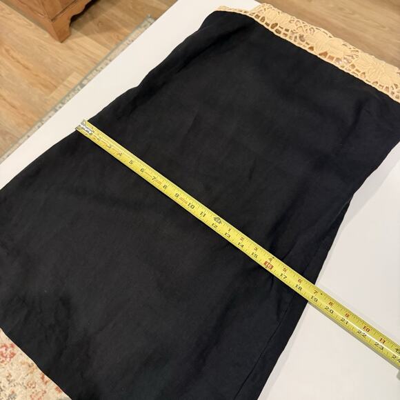 Ann Taylor Loft 100% Linen Dress Size 6 Boho Crochet Lace Black Classy Sundress - Picture 13 of 16